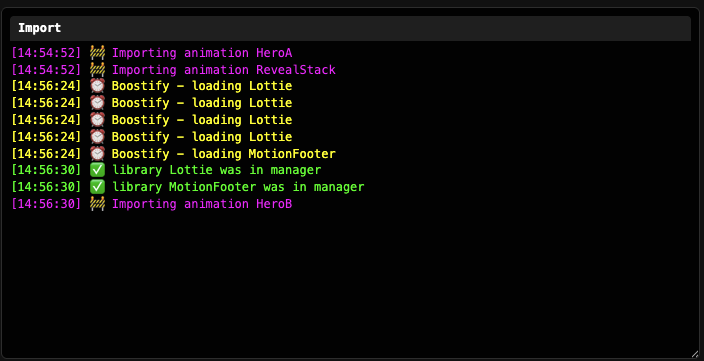 debug imports panels