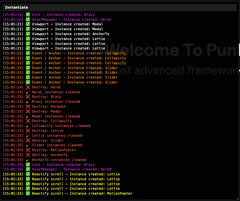 debug instances panels