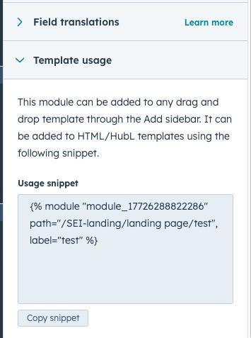 Module usage snippet