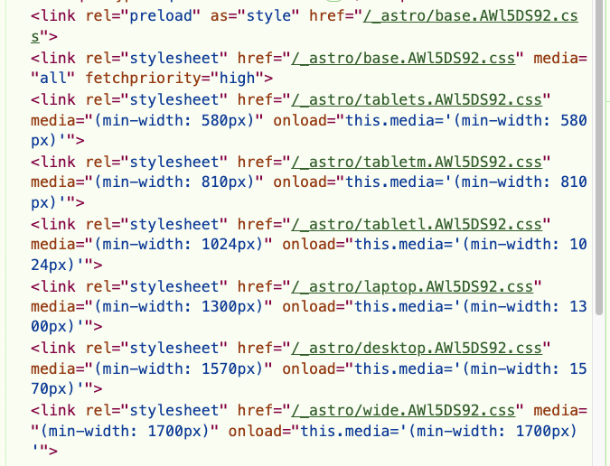 split styles in html head